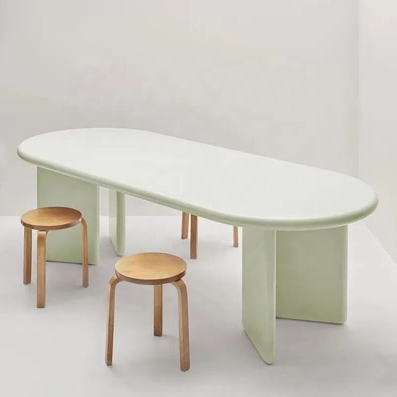 Nordic dining room furniture solid wood personality table oval family dining table