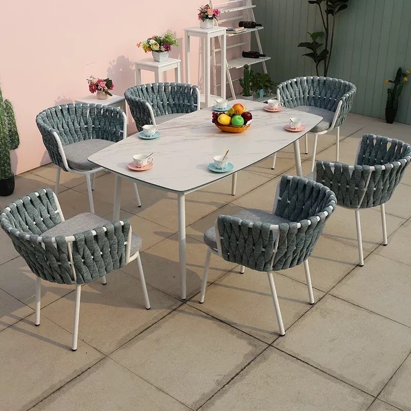 Outdoor Metal Aluminum Table and Chair Patio Furniture Aluminum Bistro Table And Chair Stacking Outdoor Aluminum Chair