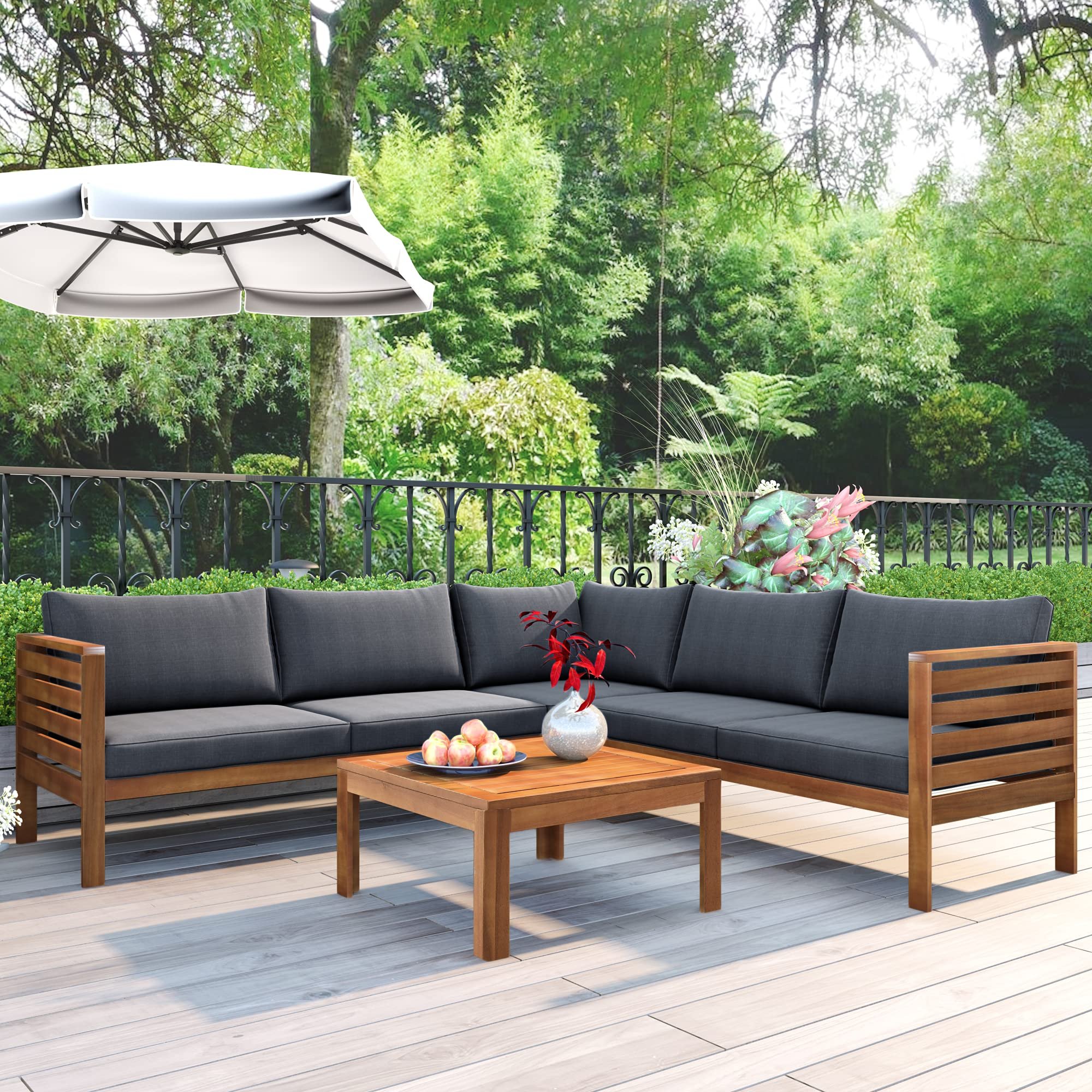 Wholesale Hotel Outdoor Wood Furniture Waterproof Villa Solid Teak Wood Outdoor Garden Sofa Sets