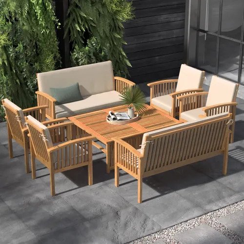 Wholesale Hotel Outdoor Wood Furniture Waterproof Villa Solid Teak Wood Outdoor Garden Sofa Sets