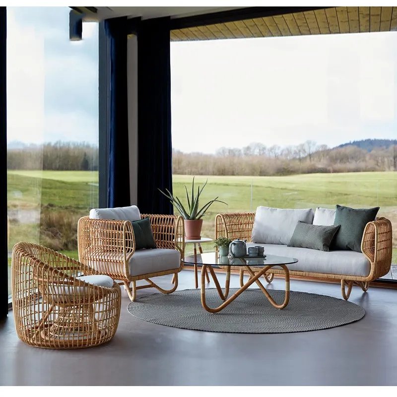 4 Seater Garden Sets Outdoor Furniture Rattan Chairs and Dining Table Set Modern