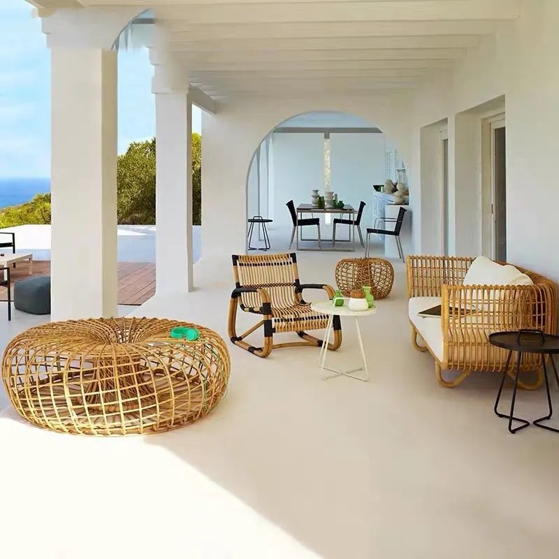 4 Seater Garden Sets Outdoor Furniture Rattan Chairs and Dining Table Set Modern