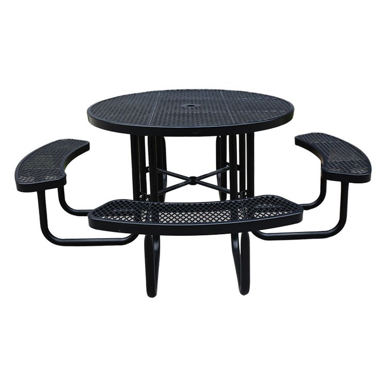 outdoor garden sets perforated metal picnic table patio furniture thermoplastic coated expanded steel dining table with 4 chairs