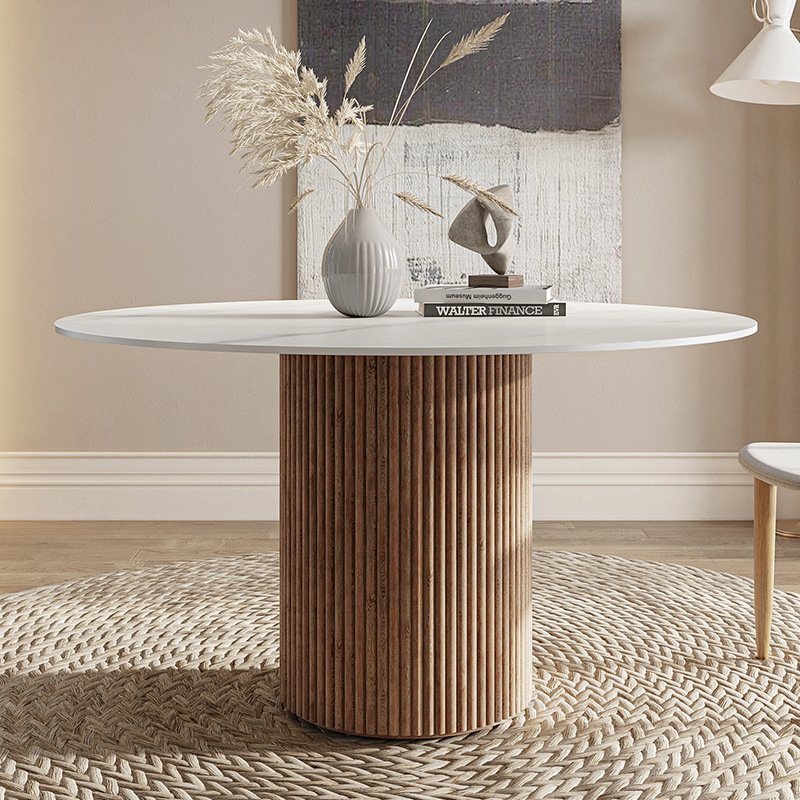Japanese Simple Round Dining Table And Chair Hotel Dining Room Table Restaurant Wooden Dining Table