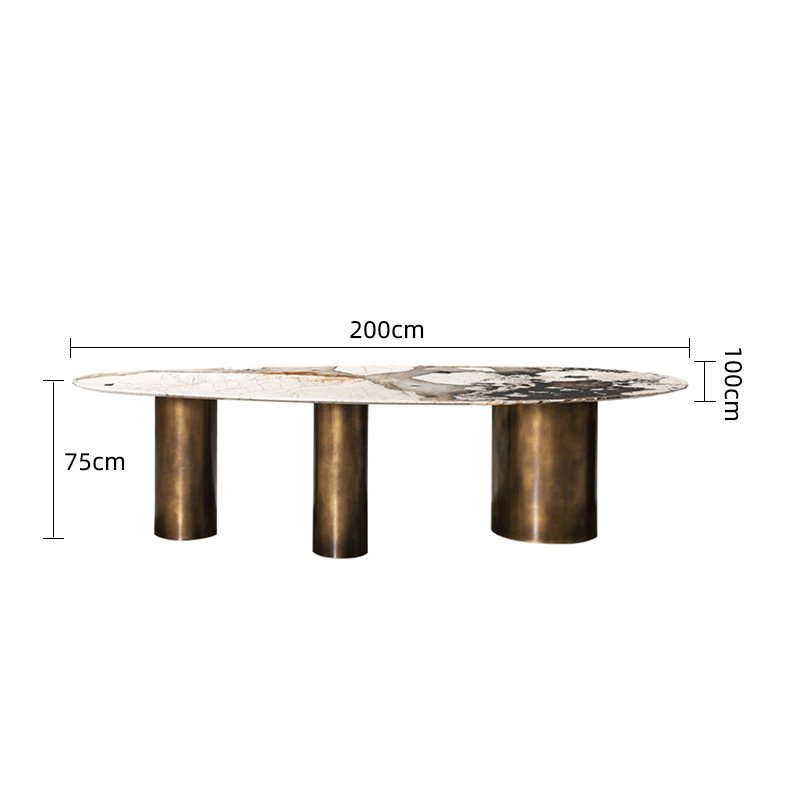 Hot sale dinner table and chair oval salle manger stainless steel leg marble top modern dining table chairs set