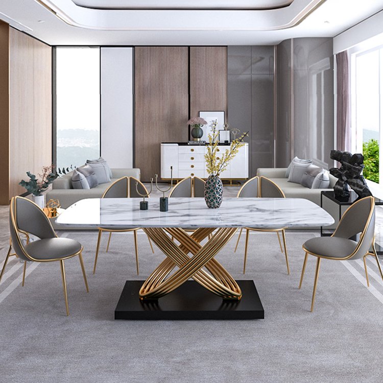 631 high quality luxury dining room furniture modern marble dining tables set Contemporary home furniture