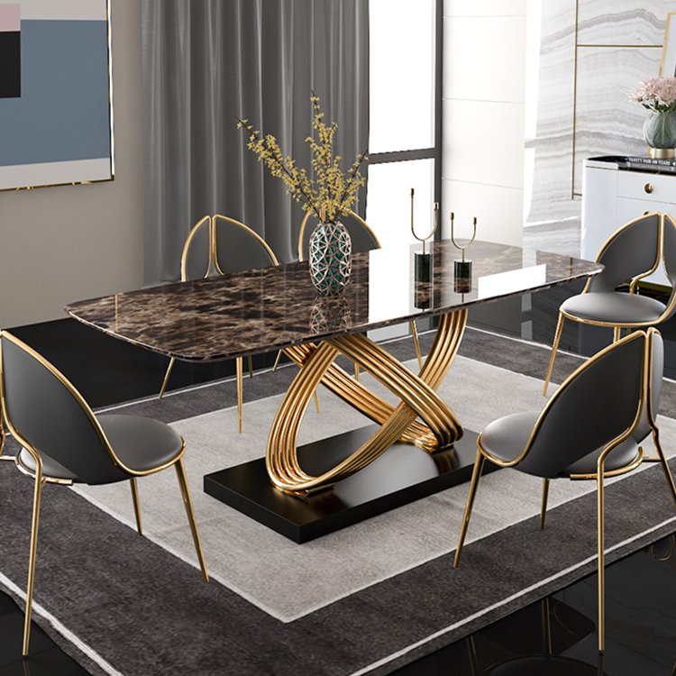 631 high quality luxury dining room furniture modern marble dining tables set Contemporary home furniture