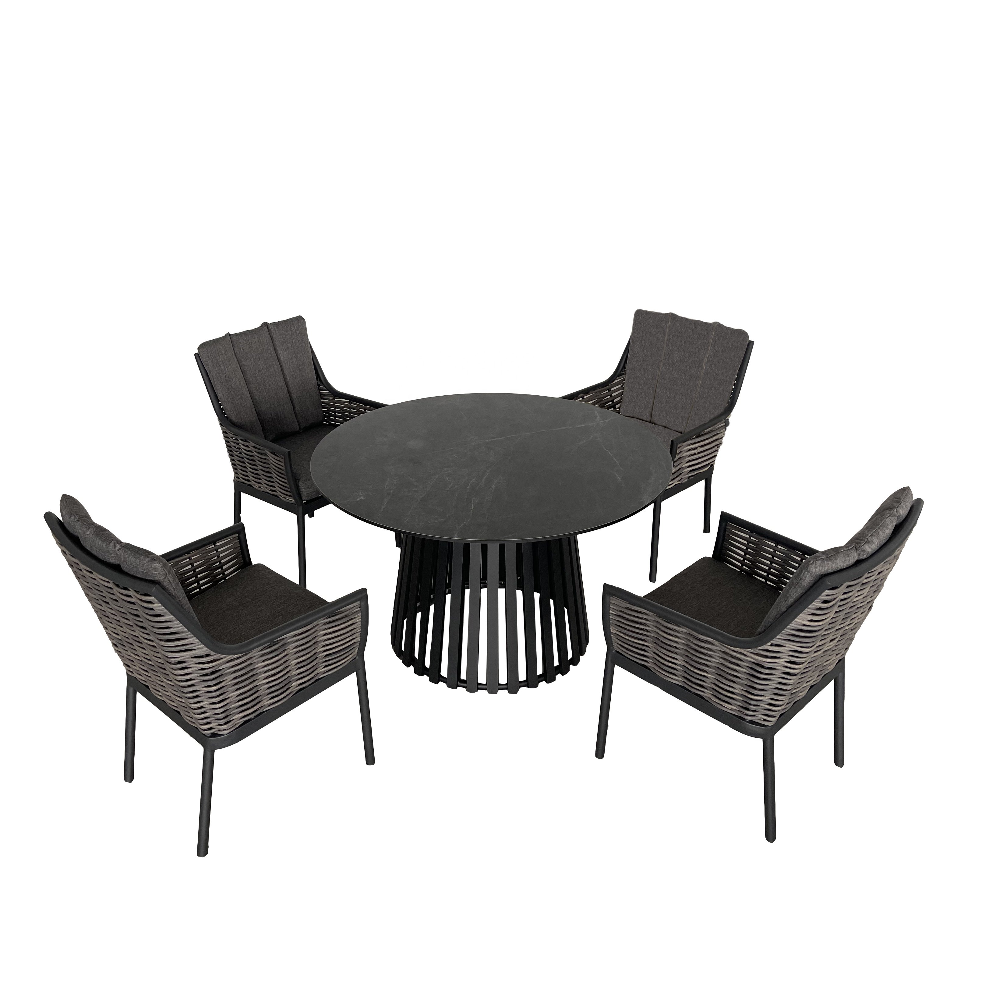 High Quality LM22-CS61 Aluminum Garden Sets Rattan Furniture Patio Furniture Set 5pcs Dining Set With Dining Table
