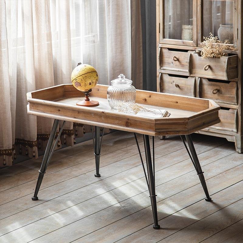 Retro solid wood table bedroom living room table