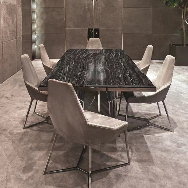 Spanish Style Furniture Marble Luxury Dining Table Set 6 Chairs Table A Manger 6 Chaises Juego De Mesa De Comedor