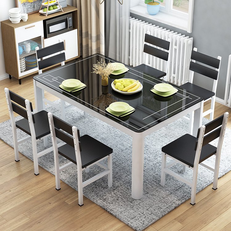 Designs Modern Luxury Glass 6 Seater Dining Table Set Chairs