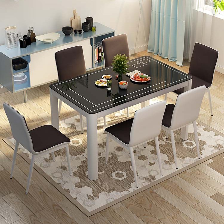 Designs Modern Luxury Glass 6 Seater Dining Table Set Chairs