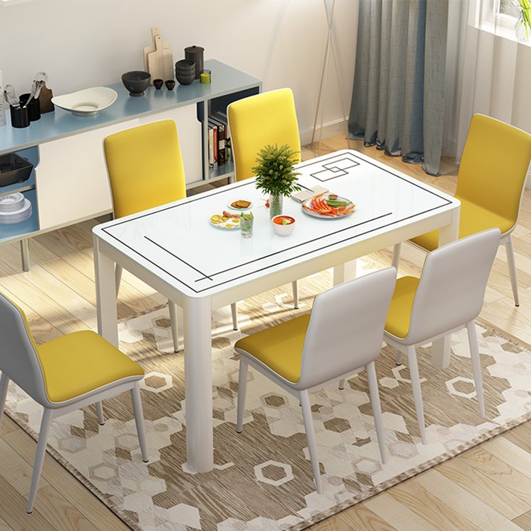 Designs Modern Luxury Glass 6 Seater Dining Table Set Chairs