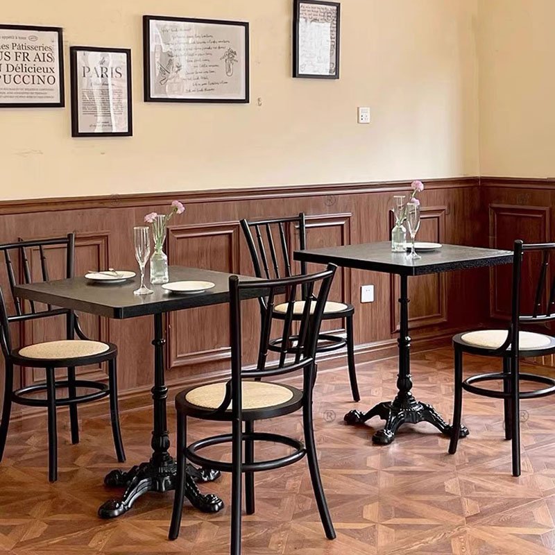 Customized Restaurant Furniture Tables And Chairs Sets Coffee Cafe Shop Fast Food Bar Wood Oak Chair