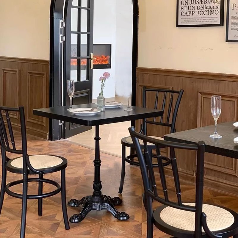 Customized Restaurant Furniture Tables And Chairs Sets Coffee Cafe Shop Fast Food Bar Wood Oak Chair