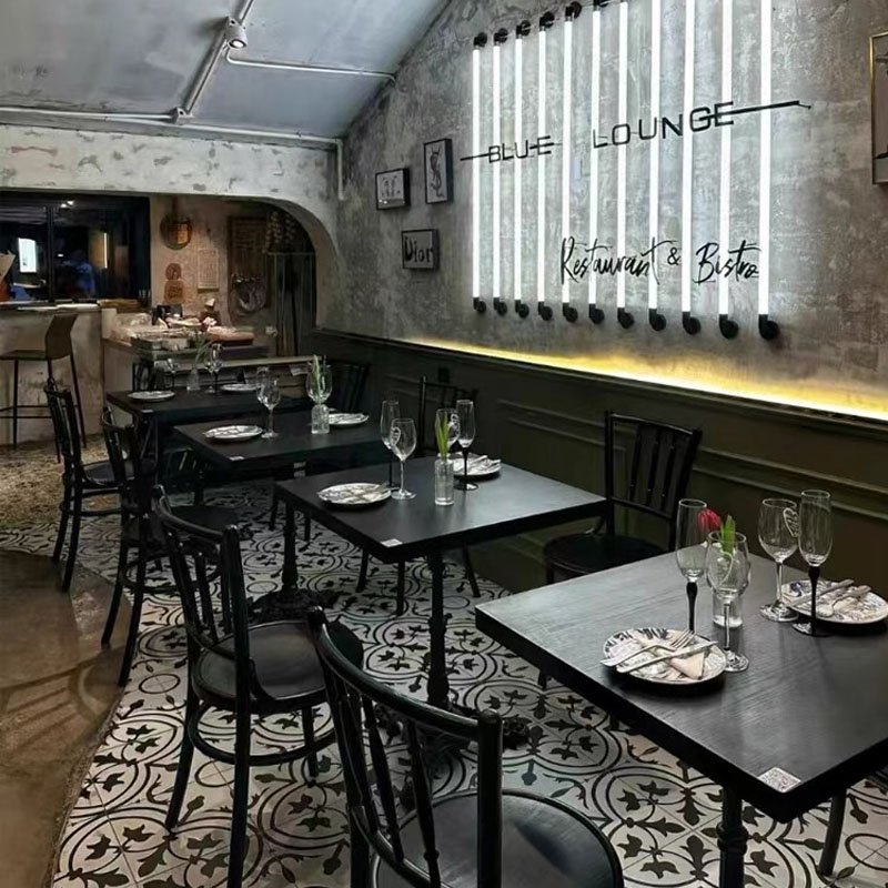 Customized Restaurant Furniture Tables And Chairs Sets Coffee Cafe Shop Fast Food Bar Wood Oak Chair