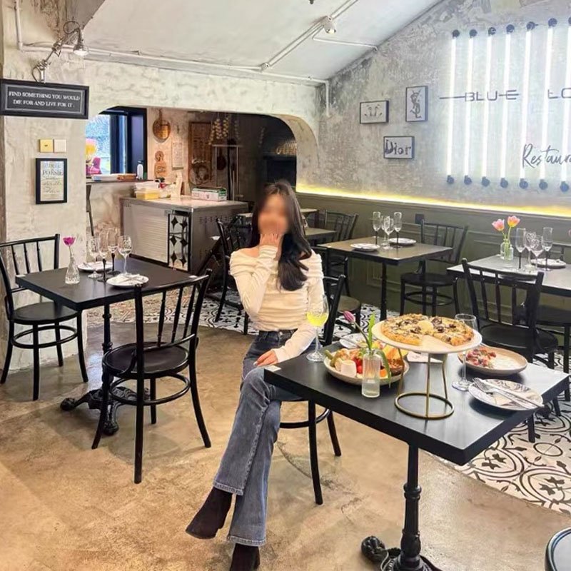 Customized Restaurant Furniture Tables And Chairs Sets Coffee Cafe Shop Fast Food Bar Wood Oak Chair