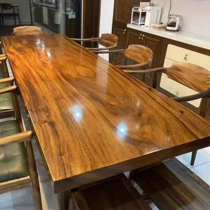 Modern Factory Price Wooden Kitchen Furniture Live Edge Slab Solid Walnut Wood Restaurant Dining Table
