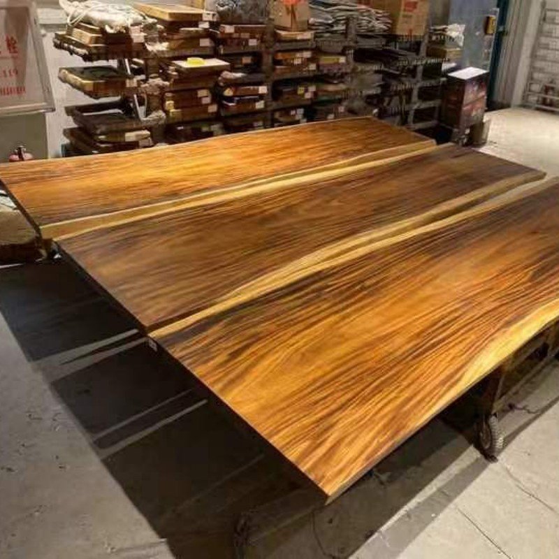 Modern Factory Price Wooden Kitchen Furniture Live Edge Slab Solid Walnut Wood Restaurant Dining Table