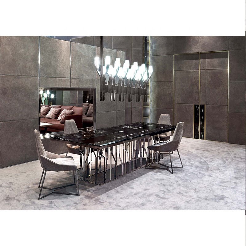High-end mesas de jantar metal wire meja makan fancy esstisch marmor gold sumptuous dining table
