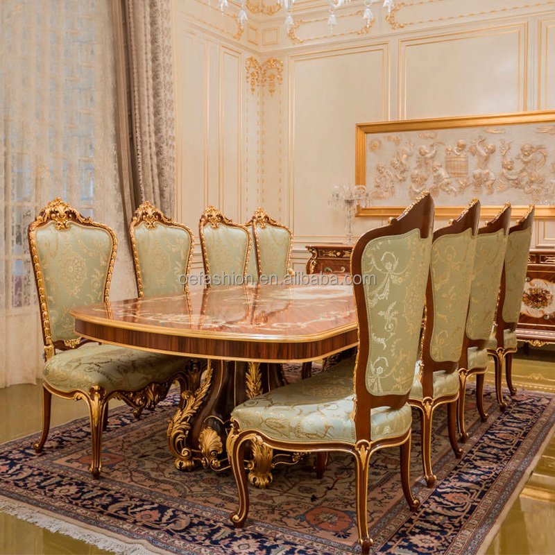 OE-FASHION customized 10 seats solid wood long dining room table set for home furniture