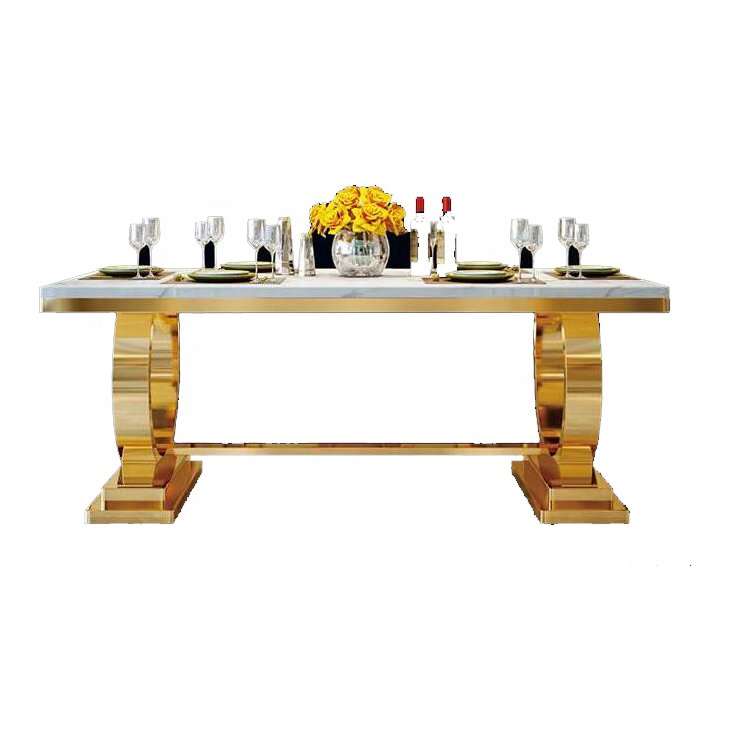 Modern Luxury Dining Table Set 8 Seater Restaurant Stainless Steel Metal Table Legs Marble Dining Table And Chairs Furniture