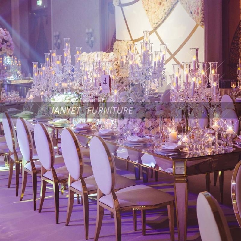Factory Direct Wedding Banquet Dining Table Gold Event