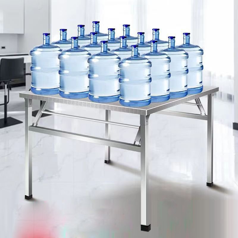 Portable outdoor stainless steel folding work table household kitchen bbq dining table night market push stall table