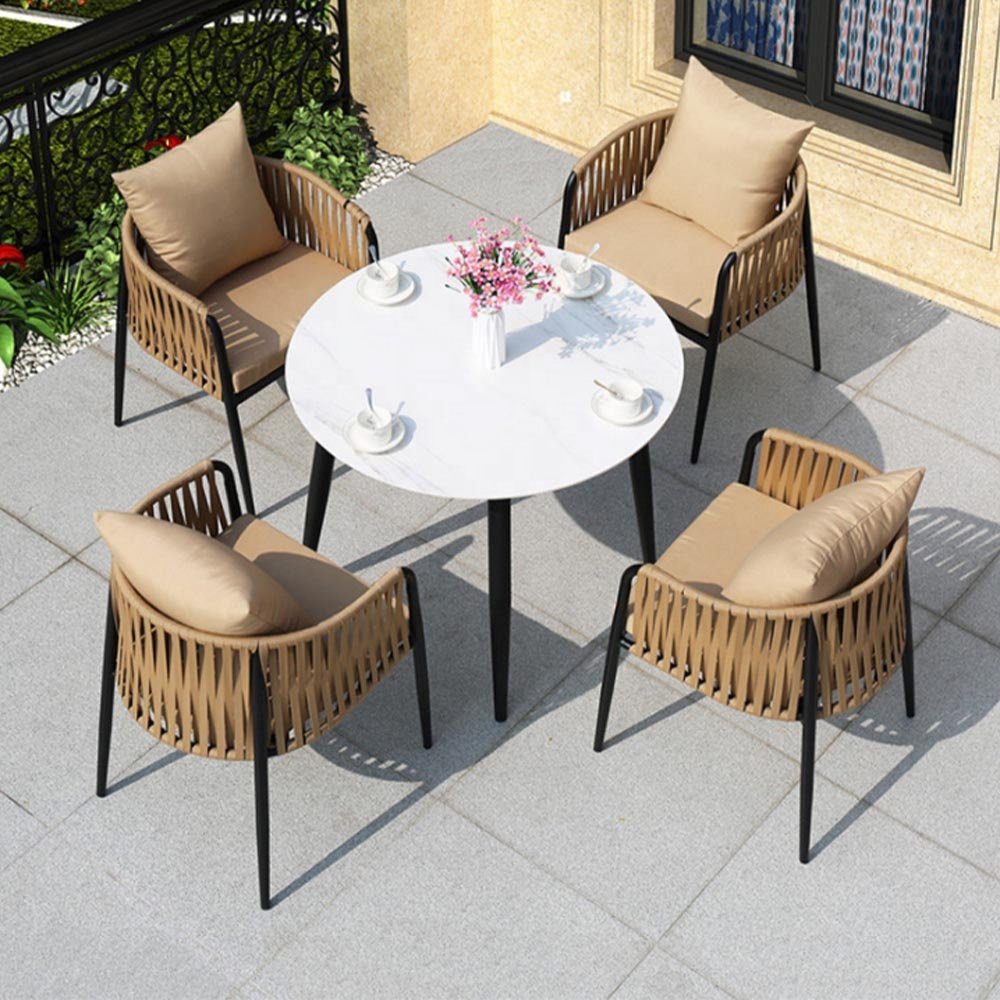 Europe style New Design Aluminium Garden Outdoor Rattan side Table Chair Furniture Dining Patio Set