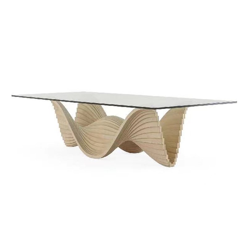 Home Furniture Dining Table Solid Natural Stone Dining Table with Glass Table Top