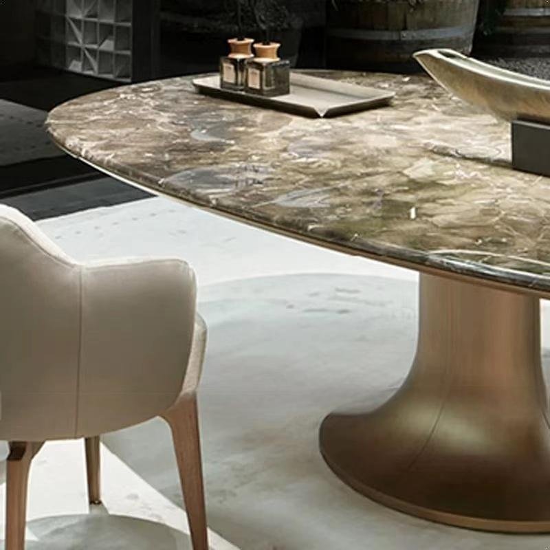 Luxury concrete victorian table italian oval round natural marble sintered stone dining table 8 seater 10 people made in foshan