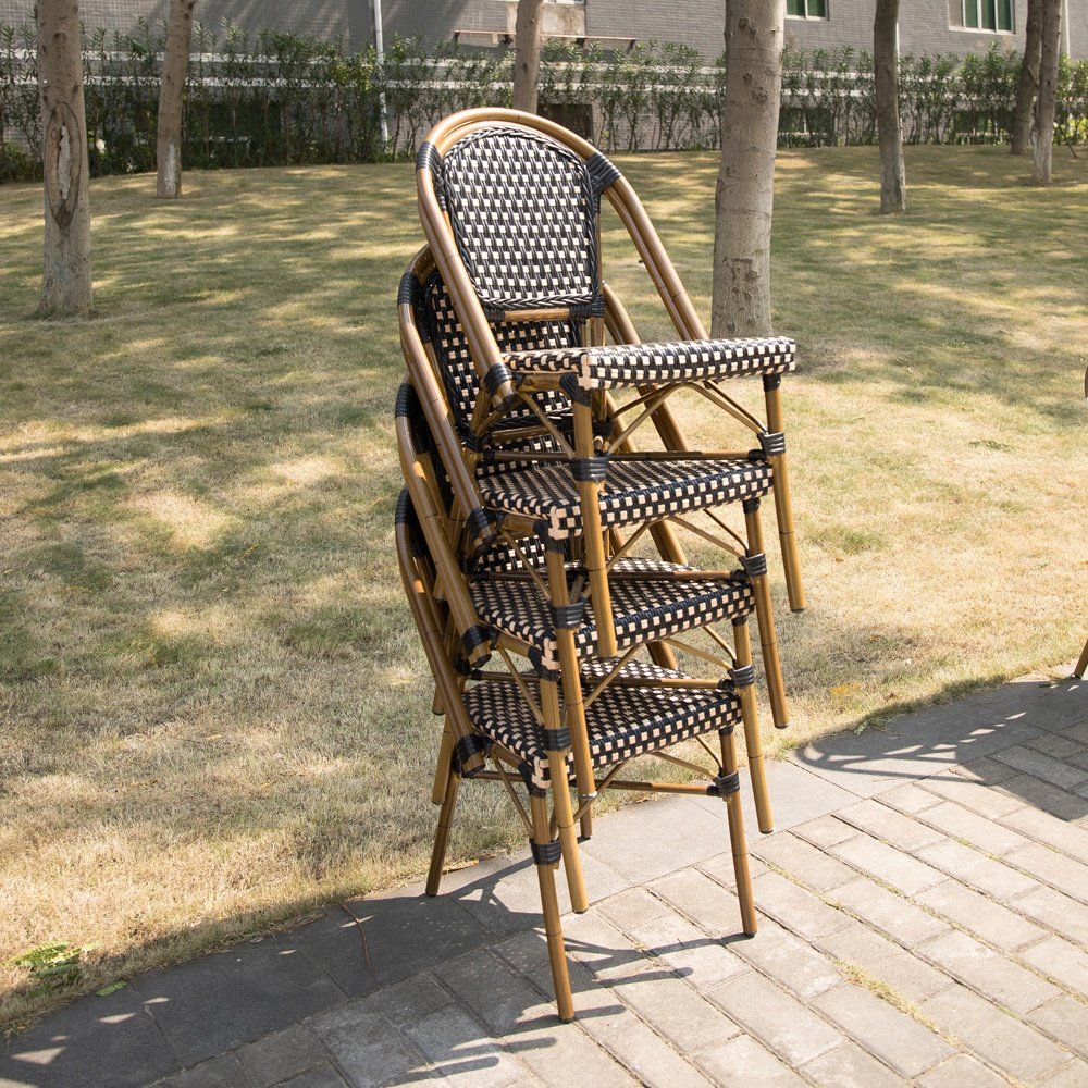 (SP-OC443) Commercial restaurant garden french style rattan outdoor furniture cafe table and chairs
