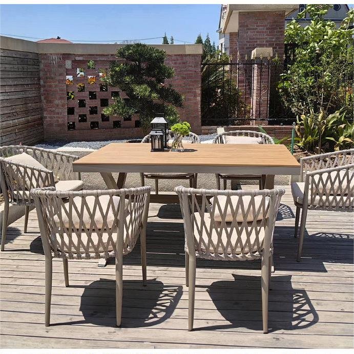 Factory outdoor furniture garden chairs stackable rattan garden chair aluminum dining table and chair