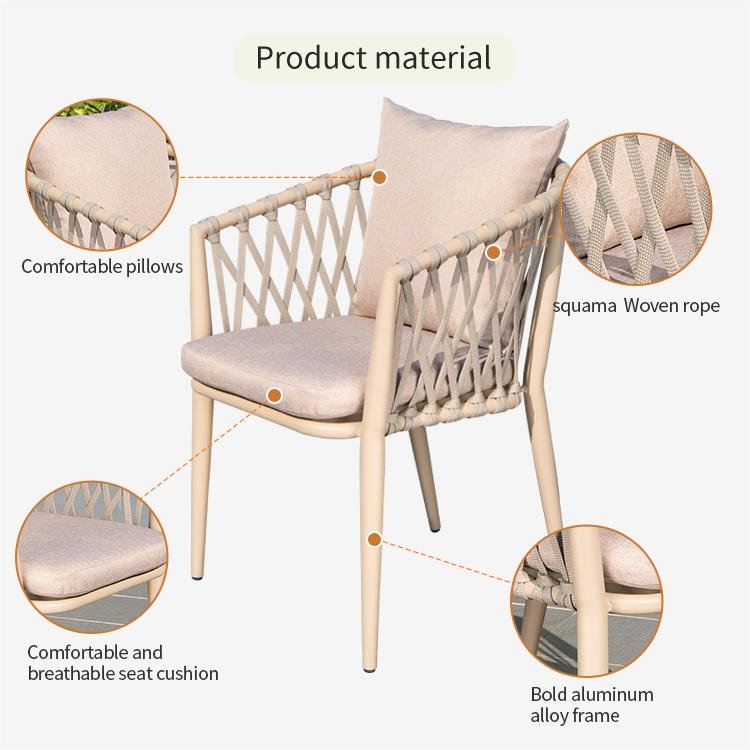 Factory outdoor furniture garden chairs stackable rattan garden chair aluminum dining table and chair