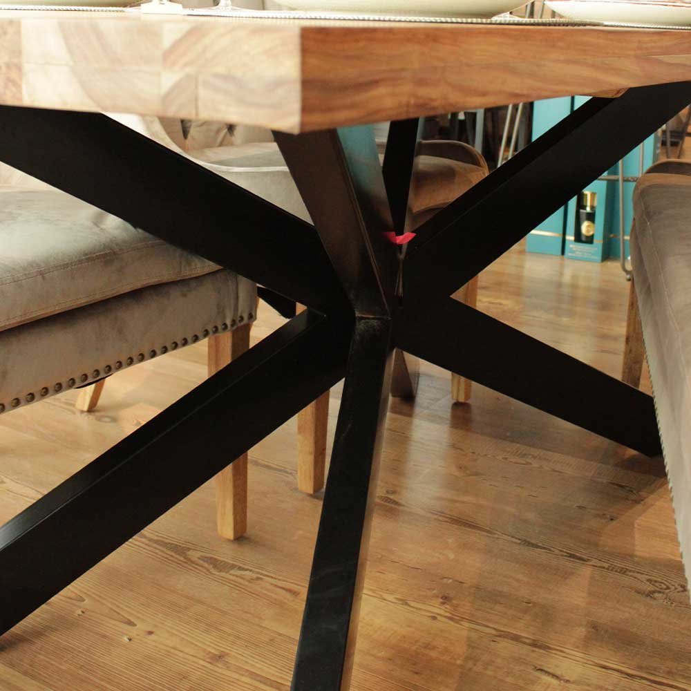 Modern Design Elegant Dining Tables made from Best Quality Mango Wood Top and Strong Iron Base Legs for Home Hotel Restaurant