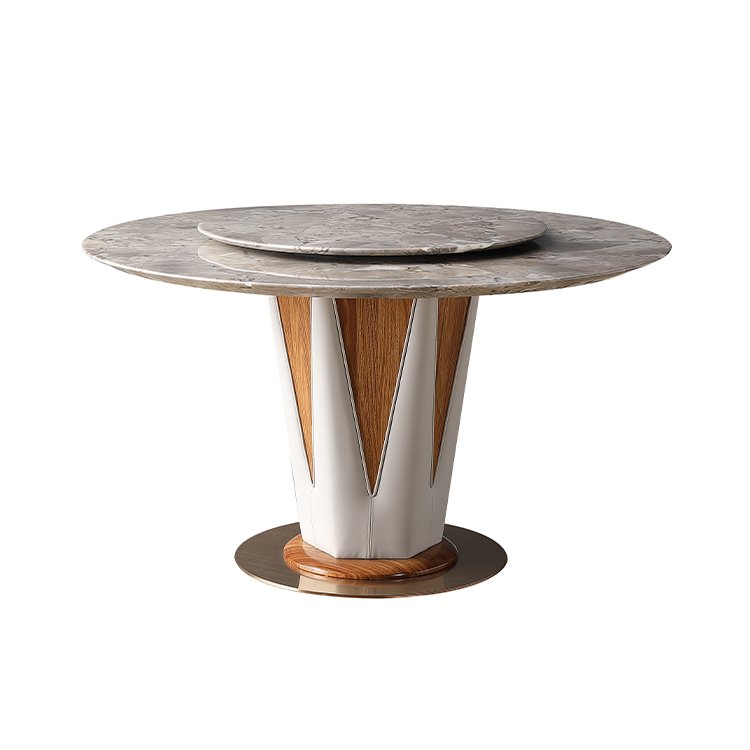 Hotel Living Room Table Modern Large Round Dinner Polished Edge Stable Frame Table Round Dining Table and Chair Set