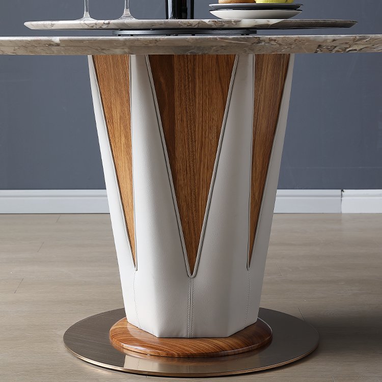 Hotel Living Room Table Modern Large Round Dinner Polished Edge Stable Frame Table Round Dining Table and Chair Set