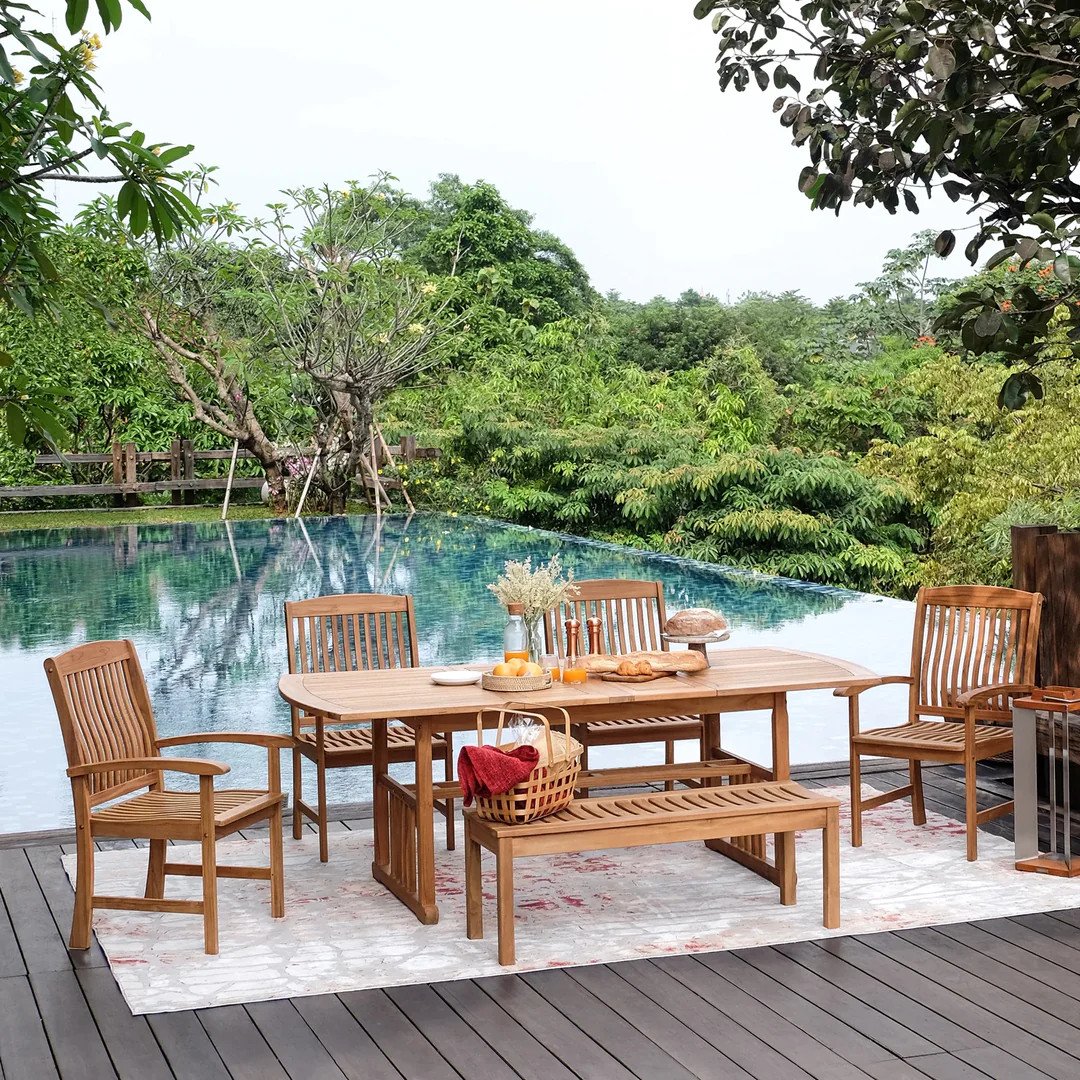 Factory Wholesale Outdoor Patio Garden Street Furniture Wooden Picnic Table And Bench