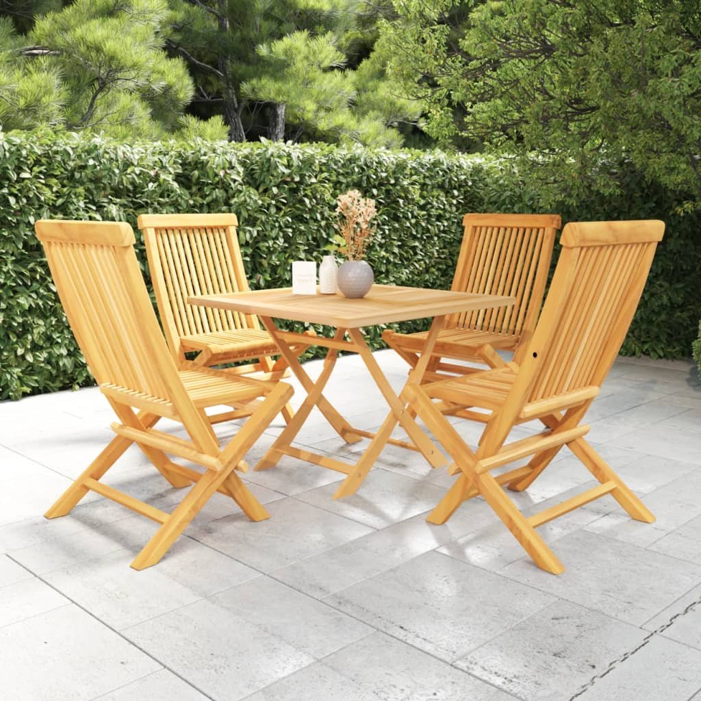 Teak Outdoor Garden Square Dining Set with Folding Chair Good Quality Modern Style Outdoor Dining Table and Chair