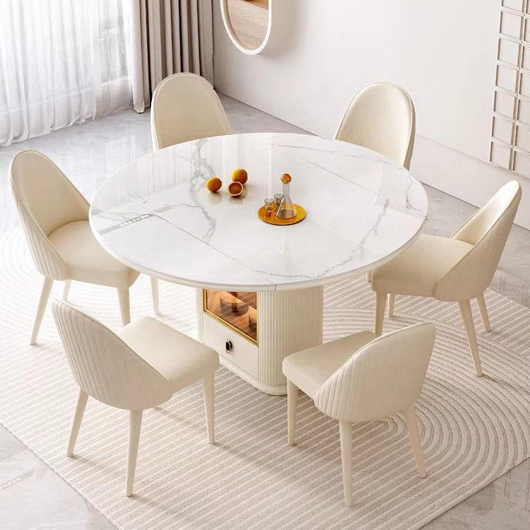 Hot Sale Rock Slab Dining Table Set Multifunctional Extendable dining table and chairs
