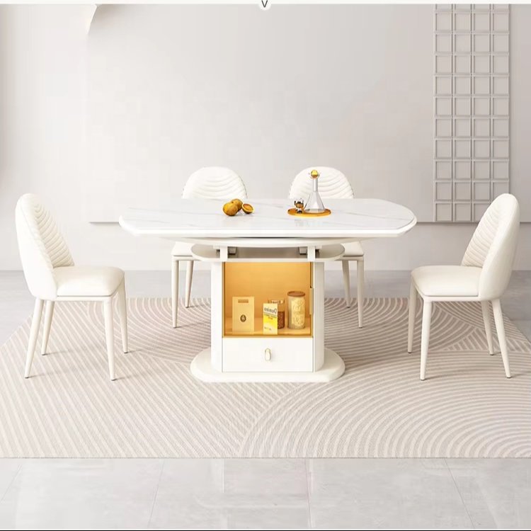 Hot Sale Rock Slab Dining Table Set Multifunctional Extendable dining table and chairs