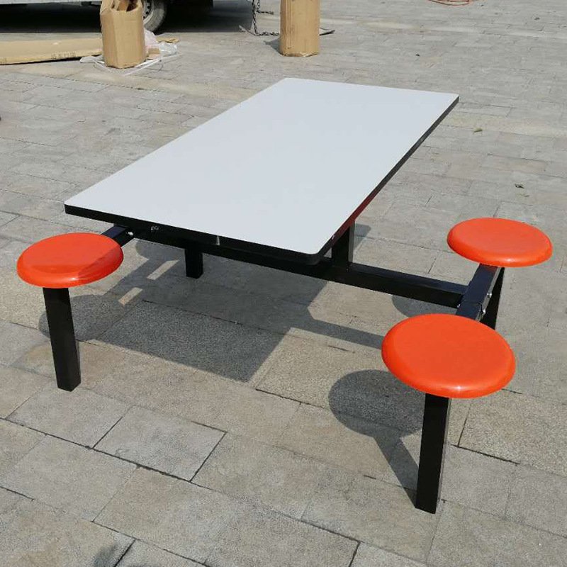 Stainless steel retractable Durable fast food restaurant dining table and chair school Student canteen table and chair set