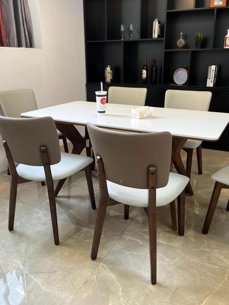 Nordic solid wood rock plate dining table and chair modern simple home ash wood walnut matte high-end home meal table