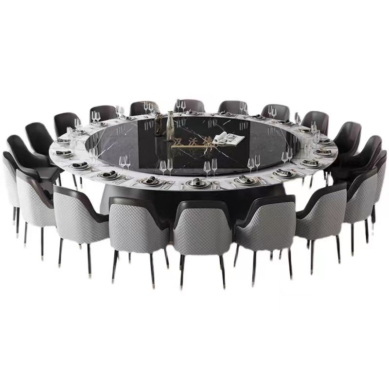 Hotel dining table large round marble table electric marble 20-person restaurant villa club restaurant round modern dining