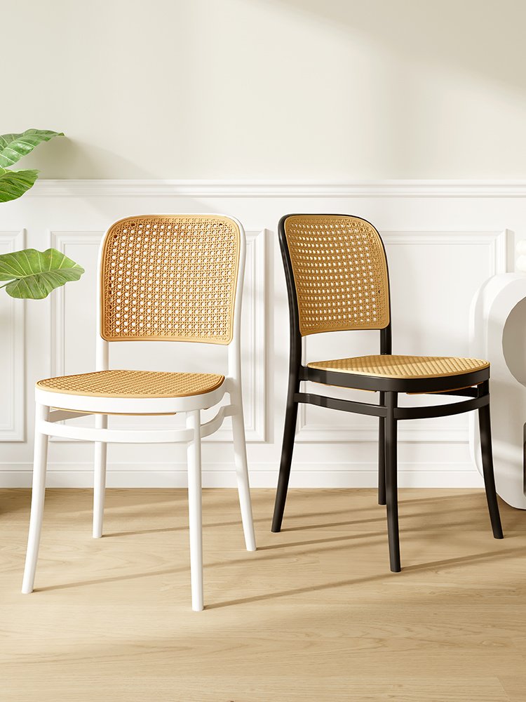 Cheap Scandinavian Stackable Rattan Plastic PP Restaurant Outdoor Leisure Back Chair