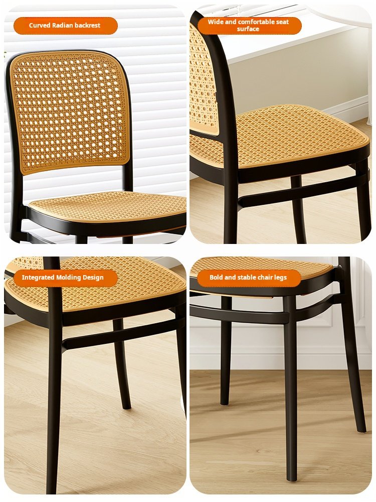 Cheap Scandinavian Stackable Rattan Plastic PP Restaurant Outdoor Leisure Back Chair