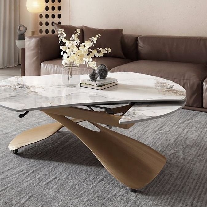 Living Room Lift Coffee Table and Dining Table Telescopic Rock Plate Coffee Table Dual-purpose Multi-functional Simple 1 Piece