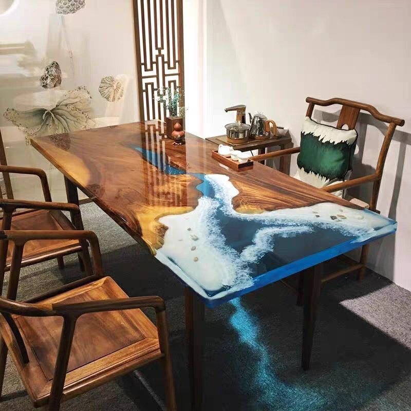 Best selling newest design epoxy resin solid wood dining restaurant tables
