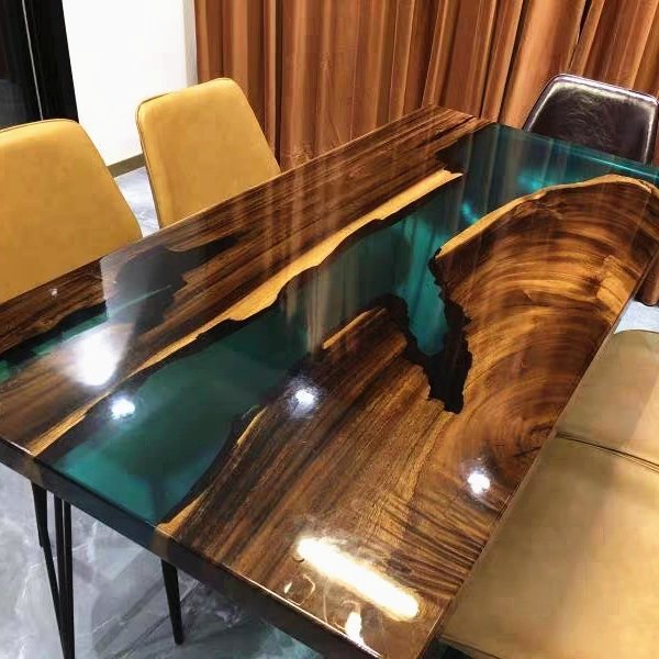 Best selling newest design epoxy resin solid wood dining restaurant tables