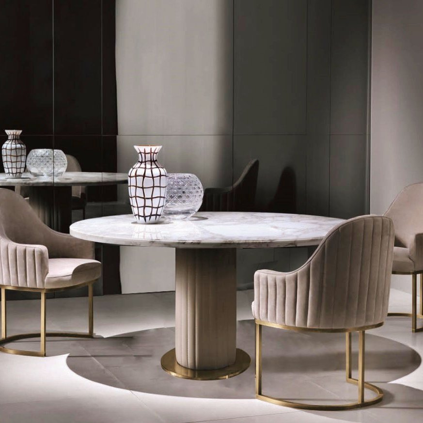 Modern Luxo Natural Pattern Esstisch Marmor Top Dining Table Round Marble furnitures Dinners Table Dining Room Set